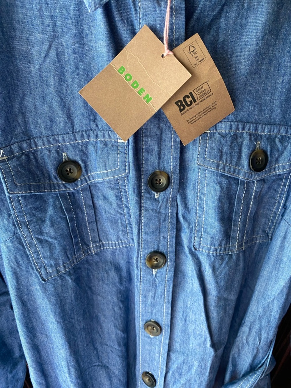 NWT Boden Blue Tiered Button-Front Midi Dress - Picture 7 of 10
